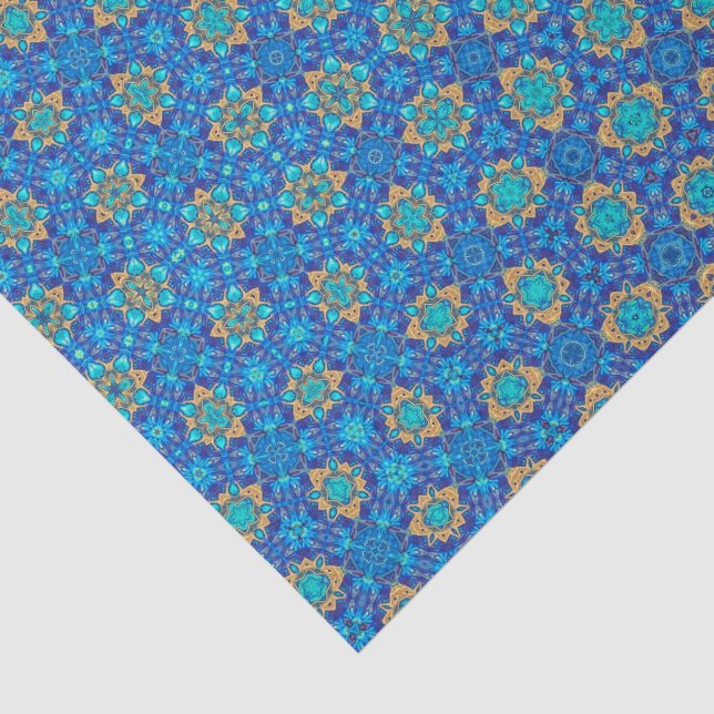 Papel De Seda Decoupage de concha de hoja de oro falso turquesa  (Detalle)