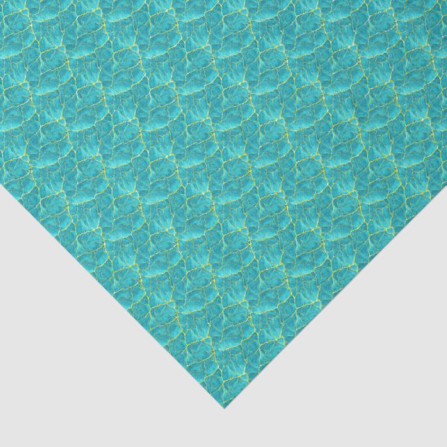 Papel De Seda Decoupage de concha de hoja de oro falso turquesa  (Detalle)