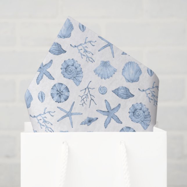 Papel De Seda Decoupage de conchas de mar (Bolsa de regalo)