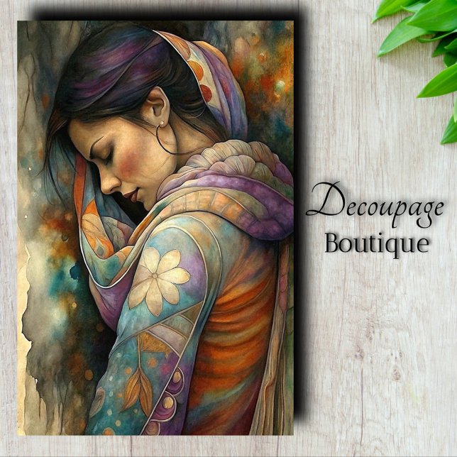 Papel De Seda Decoupage de Contemplación Sagrada (Sacred Contemplation Decoupage Tissue Paper)