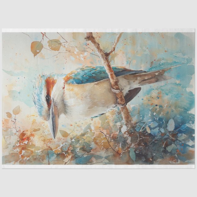 Papel De Seda Decoupage de cucaburra con acuarela (Anverso)