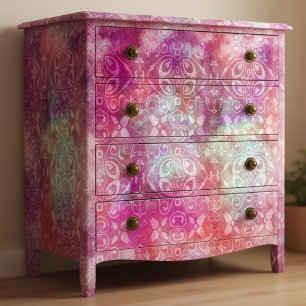 Papel De Seda Decoupage de Damasco Acuarela Rosa Desvanecido Vin