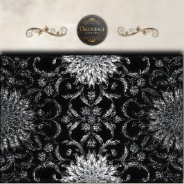 Papel De Seda Decoupage de Damasco Floral Negro