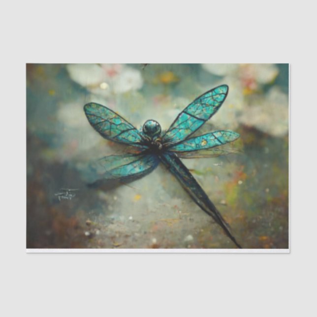 Papel De Seda Decoupage de dragado de esmeralda (Anverso)