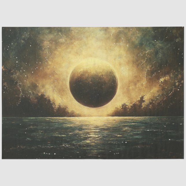 Papel De Seda Decoupage de Eclipse Cósmico Etéreo (Anverso)