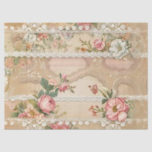 Papel de seda decoupage de encaje entre rosas
