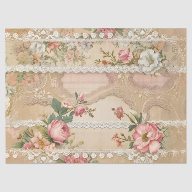 Papel de seda decoupage de encaje entre rosas (Anverso)