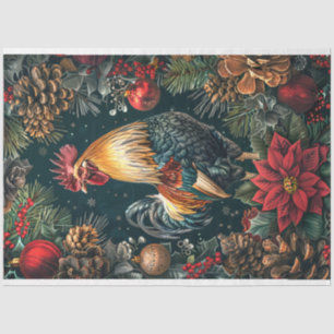 Papel De Seda Decoupage de escenas de Navidades de gallos