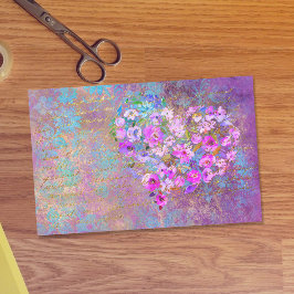 Papel De Seda Decoupage de escritura a mano de oro de corazón fl