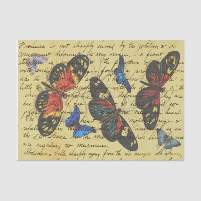 Papel De Seda Decoupage de escritura de mariposa (Anverso)