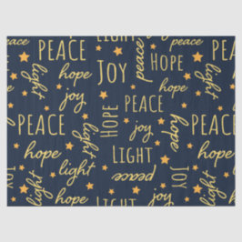 Papel De Seda Decoupage de Escritura Moderna de Navidad en Azul 