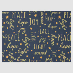 Papel De Seda Decoupage de Escritura Moderna de Navidad en Azul