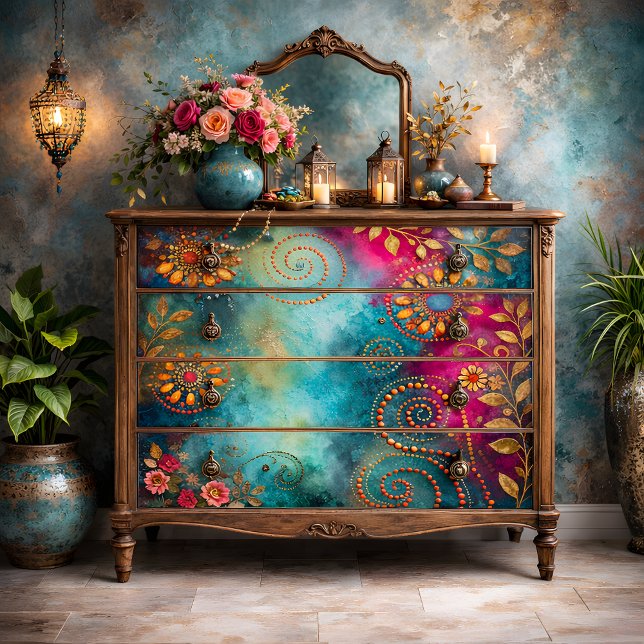 Papel De Seda Decoupage de espiral dorada (Golden Spiral Decoupage Tissue Paper Mockup)