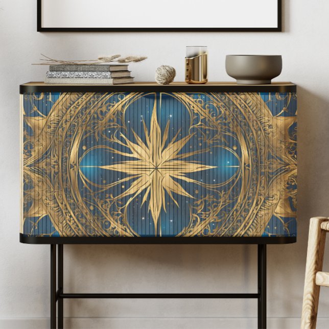 Papel De Seda Decoupage de estrella azul y dorada celta (Subido por el creador)