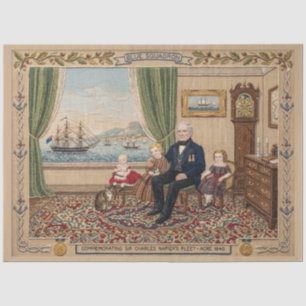 Papel De Seda Decoupage de familia de capitán de la Marina Britá