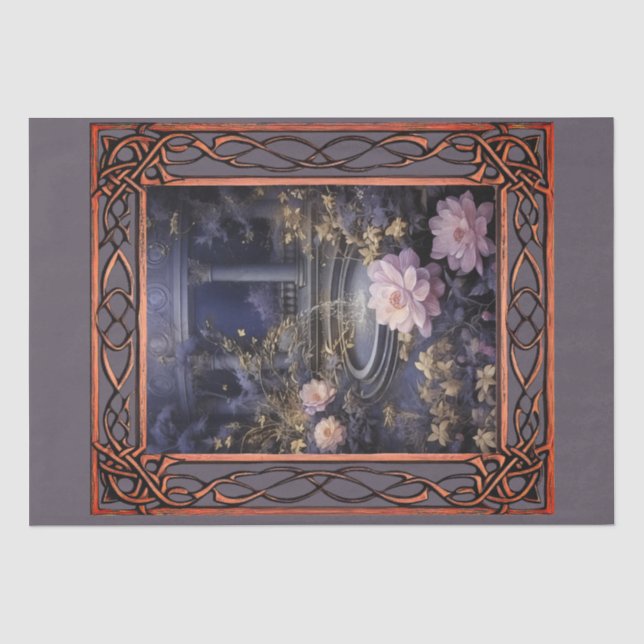 Papel De Seda Decoupage de Fantasía Gótica Floral (Anverso)