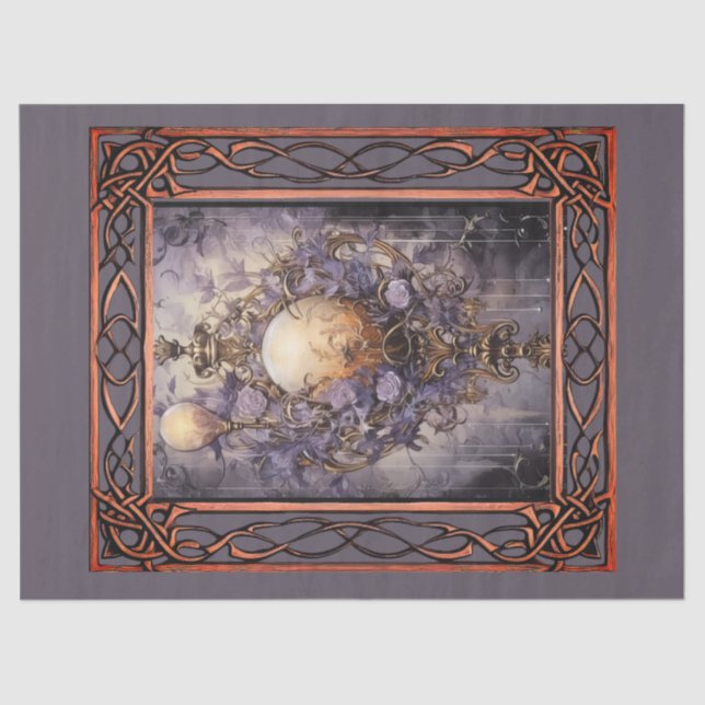 Papel De Seda Decoupage de Fantasía Gótica Floral (Anverso)