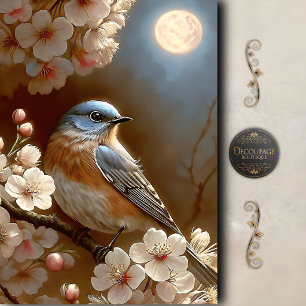 Papel De Seda Decoupage de Flor de Cerezo Bluebird bajo la Luz d