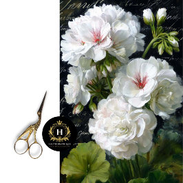 Papel De Seda Decoupage de Flor de Geranio Blanco