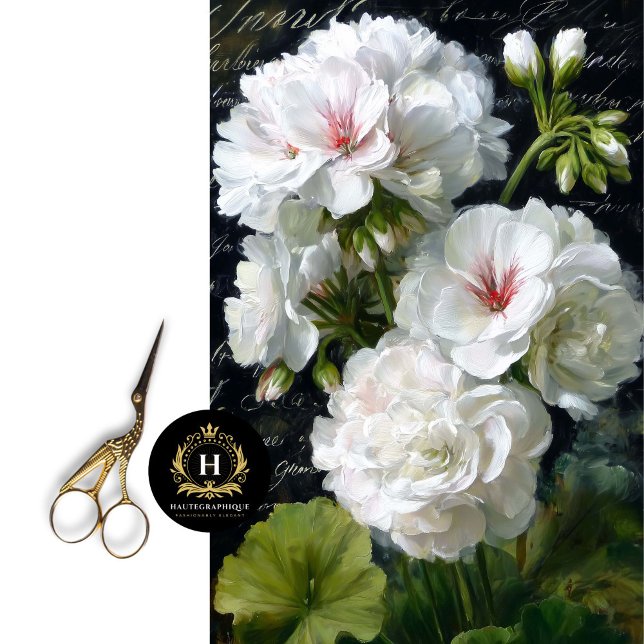 Papel De Seda Decoupage de Flor de Geranio Blanco (Transform Jewelry Boxes with Botanical Romance.
)