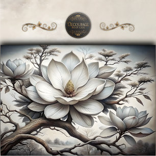 Papel De Seda Decoupage de Flor de Magnolia del Sur