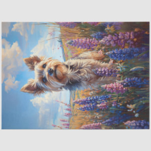 Papel De Seda Decoupage de flores de lupino púrpura Terrier de Y