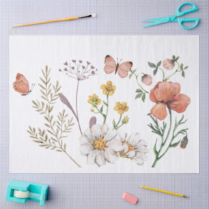 Papel De Seda Decoupage de flores silvestres elegantes