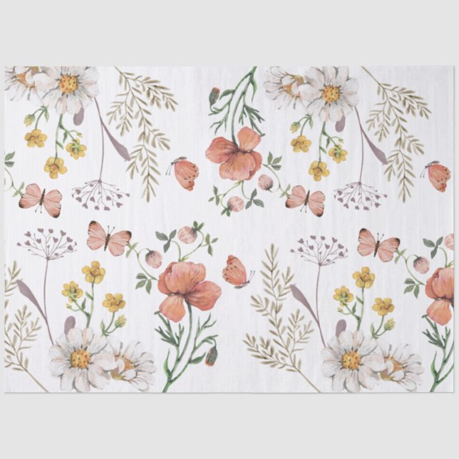 Papel De Seda Decoupage de flores silvestres elegantes (Anverso)