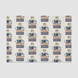 Papel De Seda Decoupage de flores Vintage Travel azul marino rub