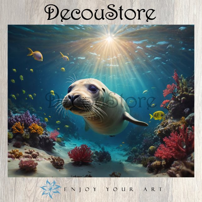 Papel De Seda Decoupage de Foca Subacuático (Subido por el creador)
