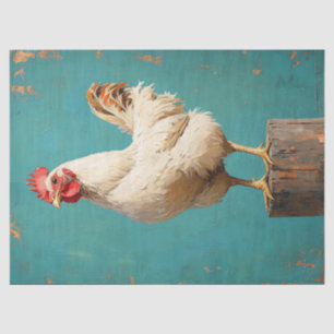 Papel De Seda Decoupage de gallina blanca orgullosa