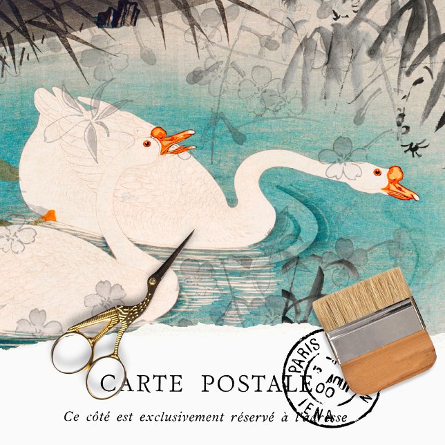 Papel de seda decoupage de gansos japoneses vintag (Subido por el creador)