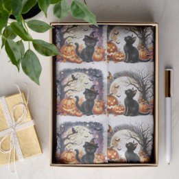 Papel de seda decoupage de gato negro vintage de H