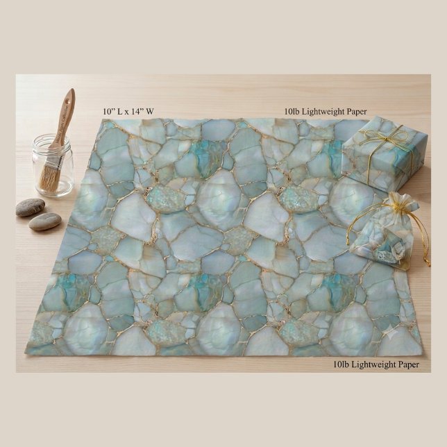 Papel De Seda Decoupage de geoda de ágata turquesa de lujo con v (Luxury Turquoise Agate Geode Gold Veins Decoupage Tissue Paper)