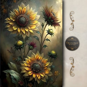 Papel De Seda Decoupage de Girasol Dorado Malhumorado