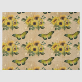 Papel De Seda Decoupage de girasoles y mariposas