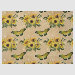 Papel De Seda Decoupage de girasoles y mariposas