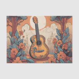 Papel de seda decoupage de guitarra funky