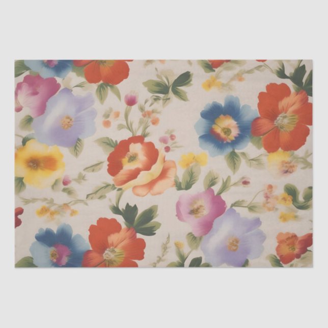 Papel De Seda Decoupage de Impresión de Flor Italiana /  (Anverso)