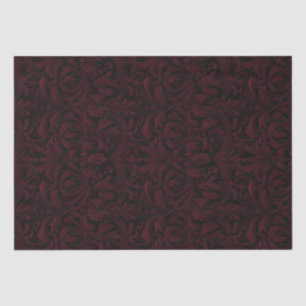 Papel De Seda Decoupage de Jacquard Swirls - Negro rojo oscuro