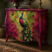 Decoupage de jardín de pavo real de tono joya