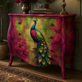Papel De Seda Decoupage de jardín de pavo real de tono joya