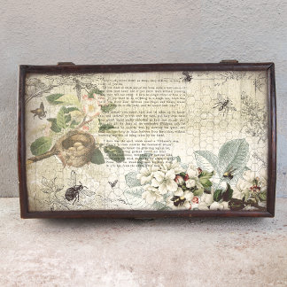 Papel De Seda Decoupage de la Antigüedad Bee Botánica Ephemera