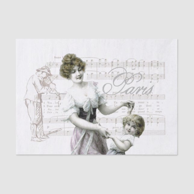 Papel De Seda Decoupage de la bailarina violinista musical franc (Anverso)