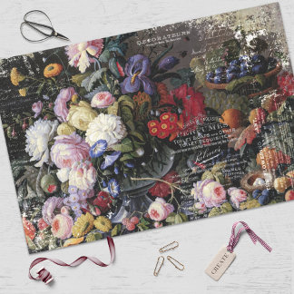 Papel De Seda Decoupage de la Efemera de la Vida de la Flora Vin