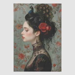 Papel De Seda Decoupage de la era victoriana Lady Floral Headdre