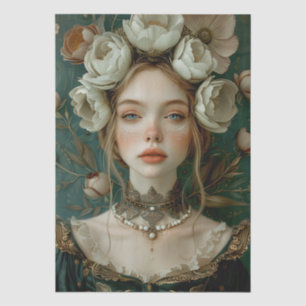 Papel De Seda Decoupage de la era victoriana Lady Floral Headdre