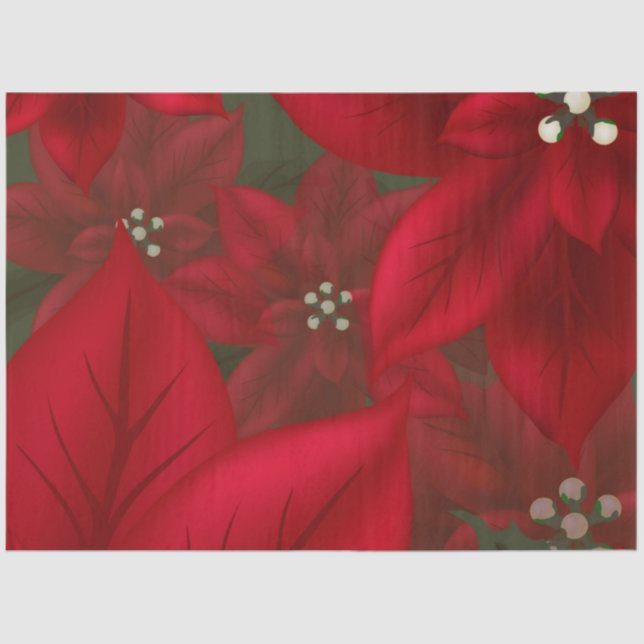 Papel De Seda Decoupage de la Poinsettia Roja navidad (Anverso)