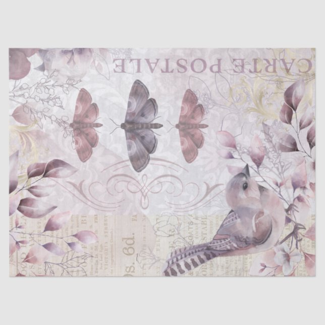 Papel De Seda Decoupage de la vieja mariposa de las aves (Anverso)