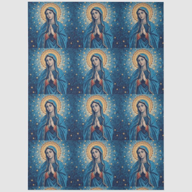 Papel de seda decoupage de la Virgen María Rosa (Anverso)